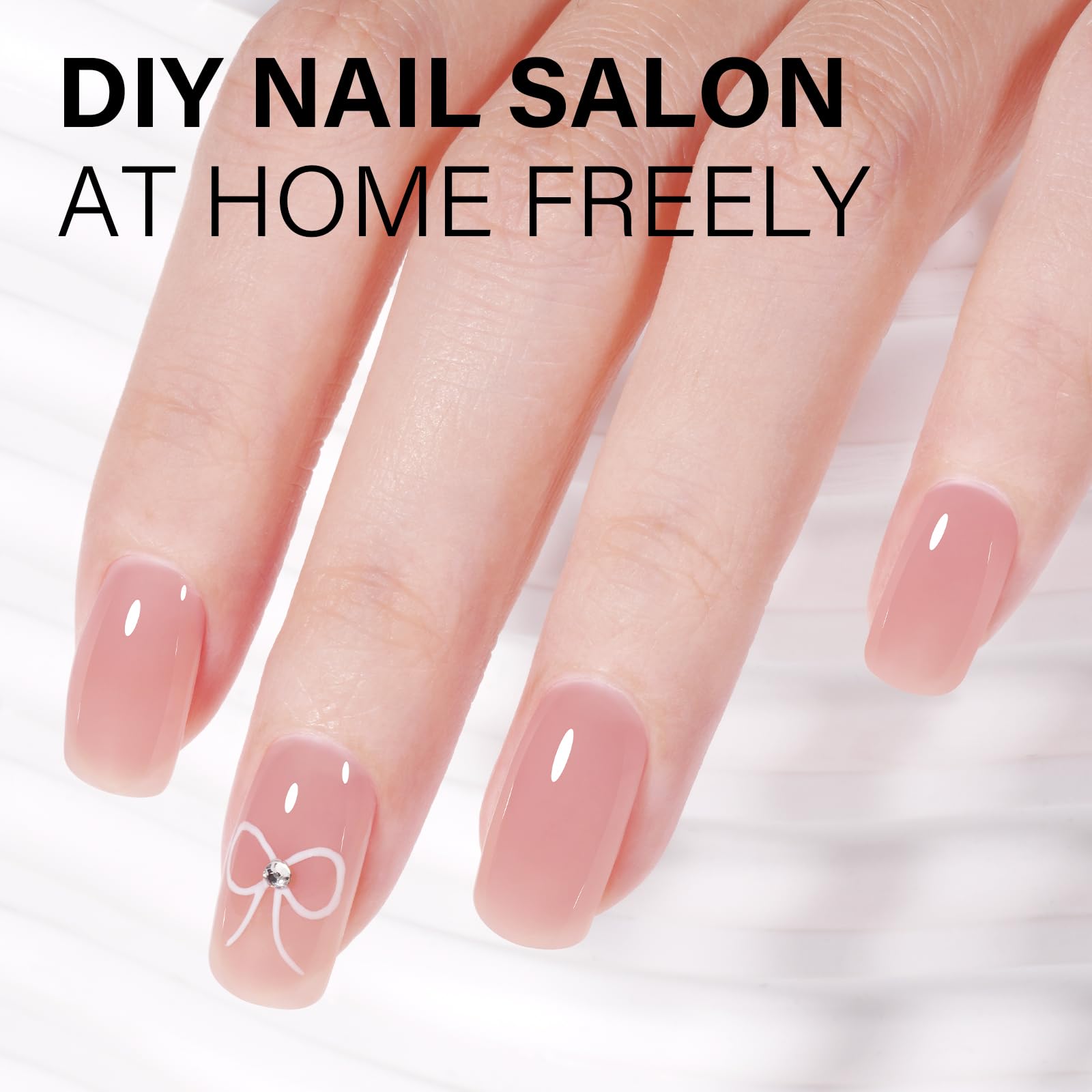 AILLSA high gloss rose nude nail finish on natural nails