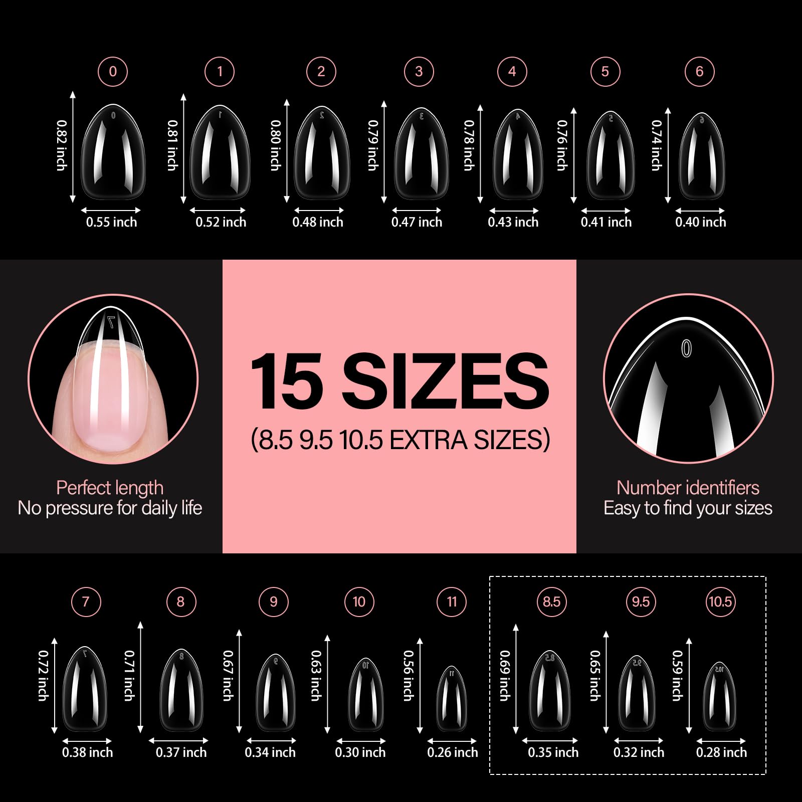 AILLSA storage box keeps 15 sizes organized and easy to grab during DIY nail art.