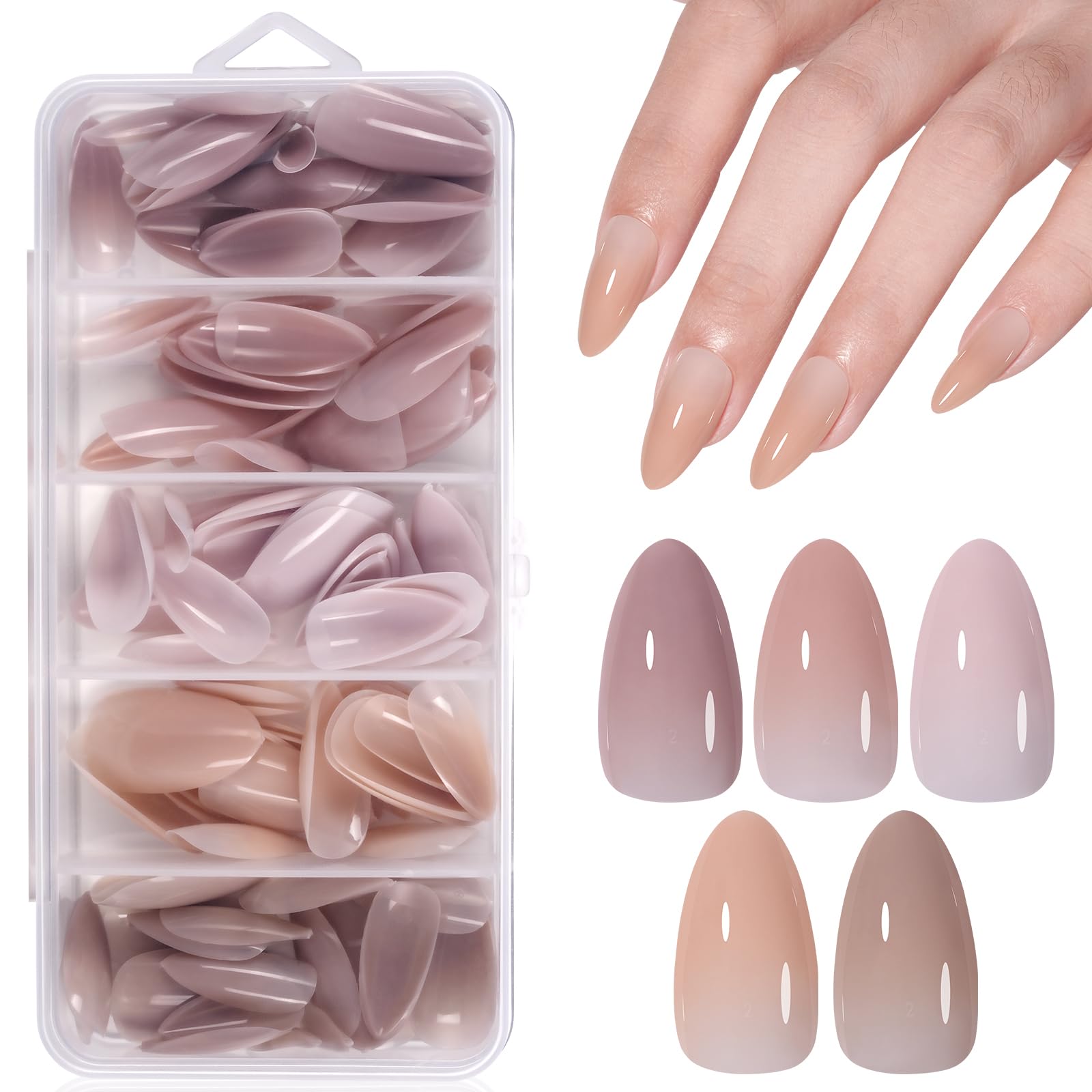 Uñas postizas AILLSA almendra en caja, ideal para iniciar un diseño casero