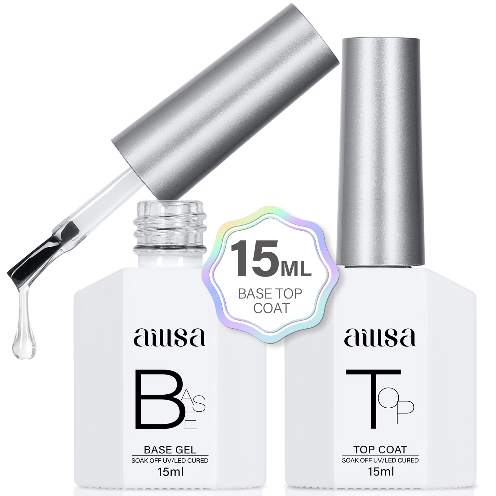 AILLSA base coat bottle showing strong adhesion for long-lasting gel nails.