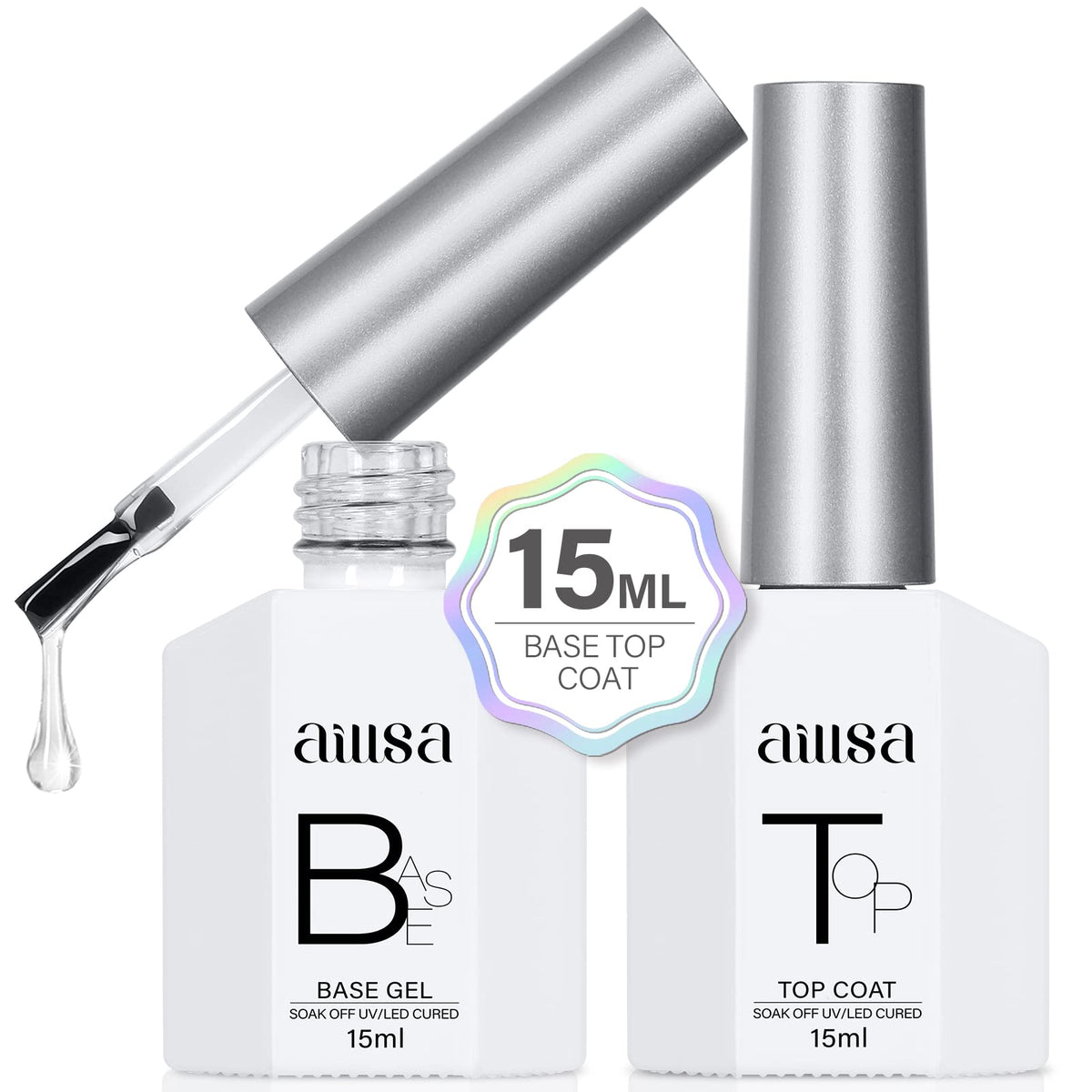 AILLSA base coat bottle showing strong adhesion for long-lasting gel nails.