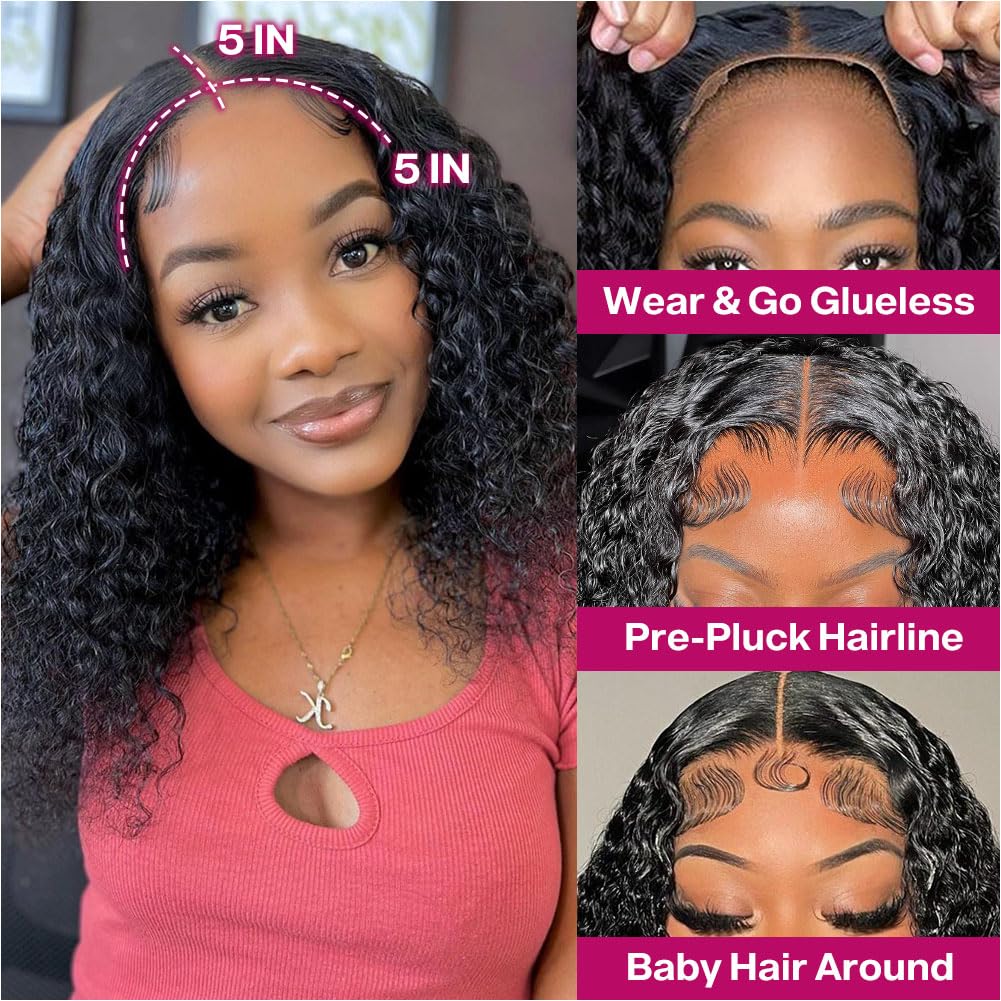Ailwelia Curly Bob Wig hairline close-up showing pre-plucked realism