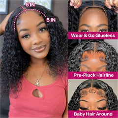 Ailwelia Curly Bob Wig hairline close-up showing pre-plucked realism
