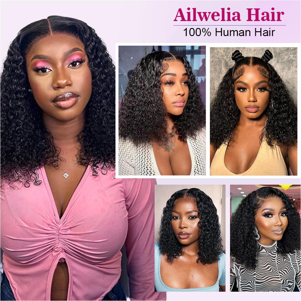 Ailwelia Curly Bob Wig deep wave texture with silky movement