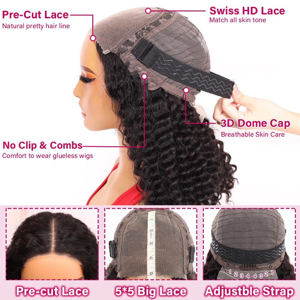 Ailwelia Curly Bob Wig glueless wear for hassle-free daily styling