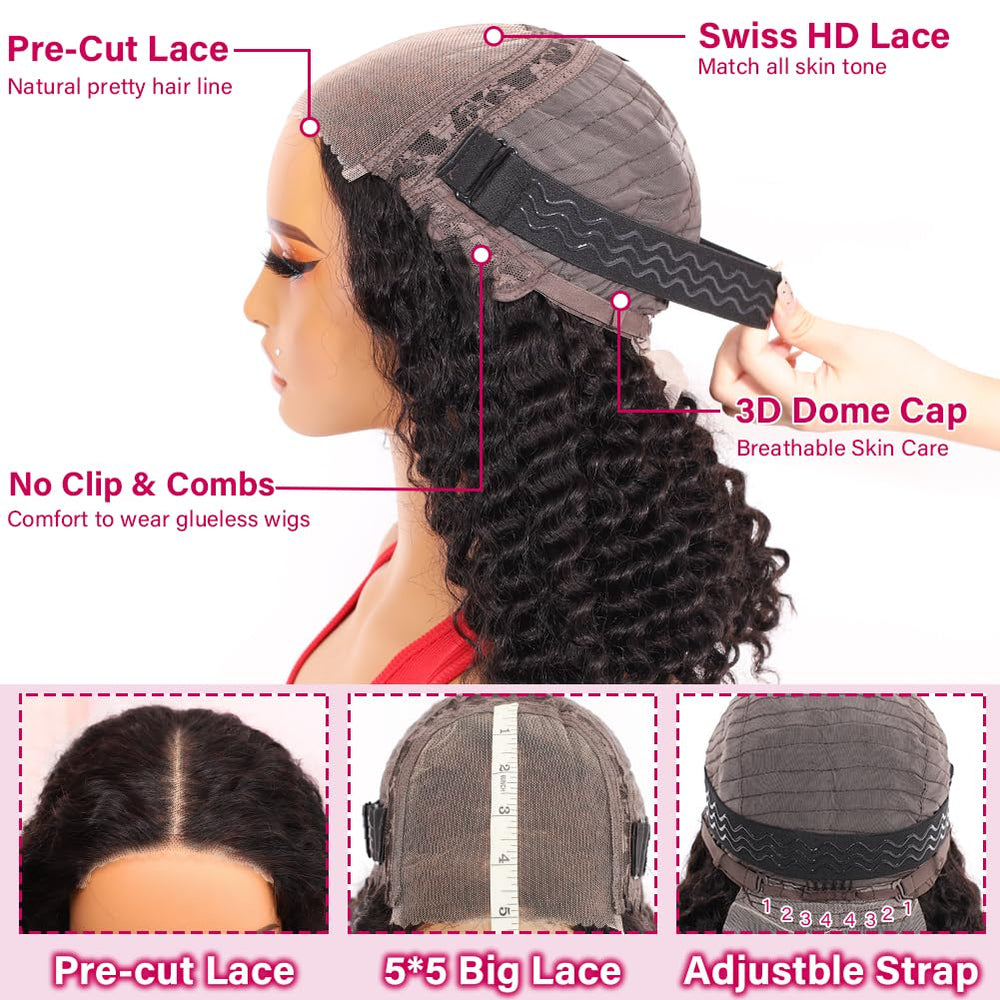 Ailwelia Curly Bob Wig glueless wear for hassle-free daily styling