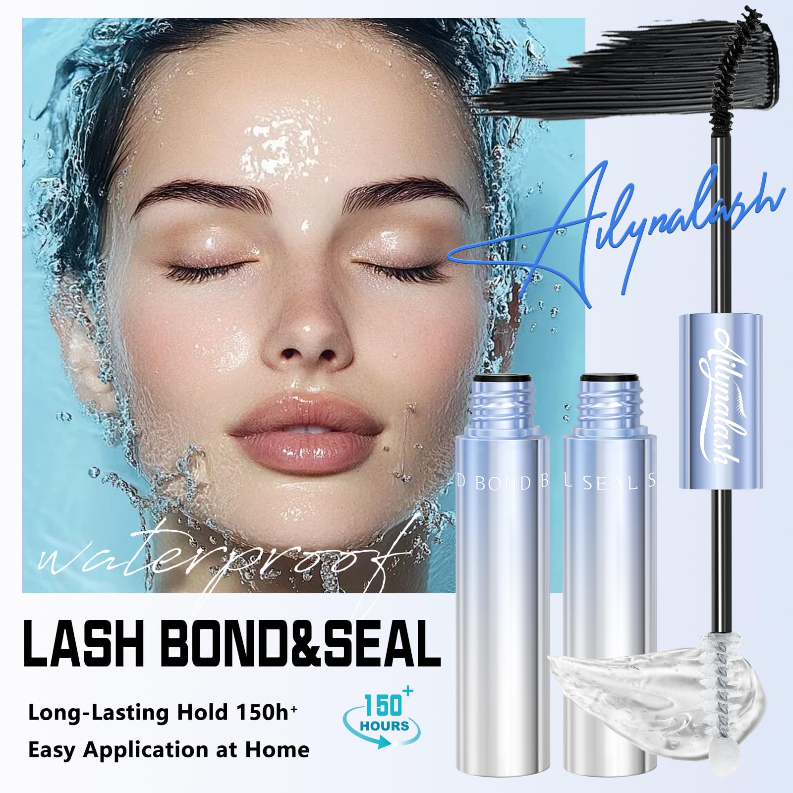 Ailynalash quick-dry application image demonstrates fast, precise lash cluster bonding.