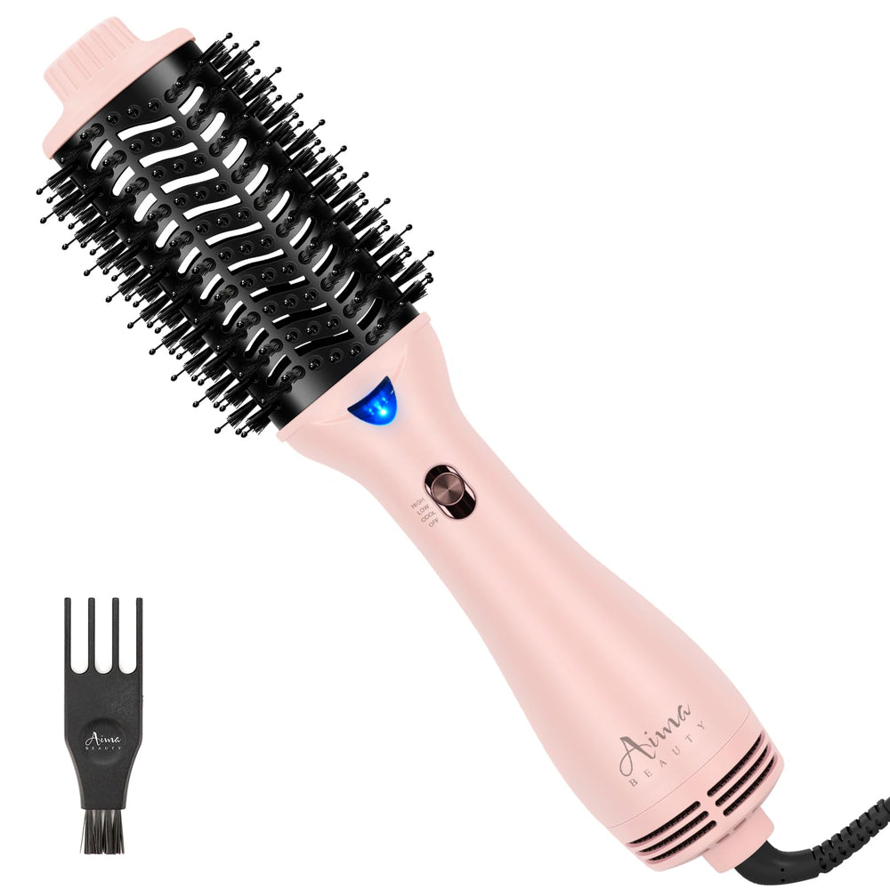 Aima Beauty blow dryer brush with oval-barrel for quick, frizz-free blowouts.