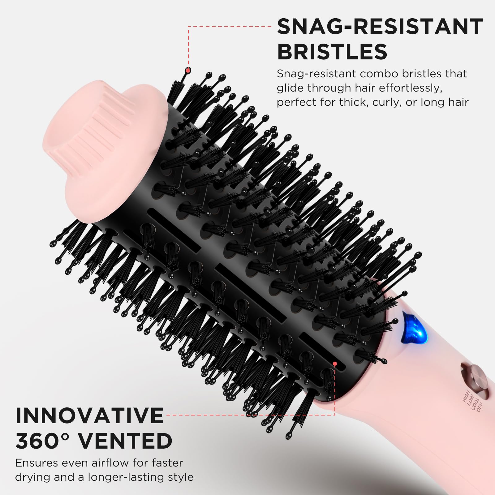 Aima Beauty adjustable heat with cool, low, and high settings for different hair types.