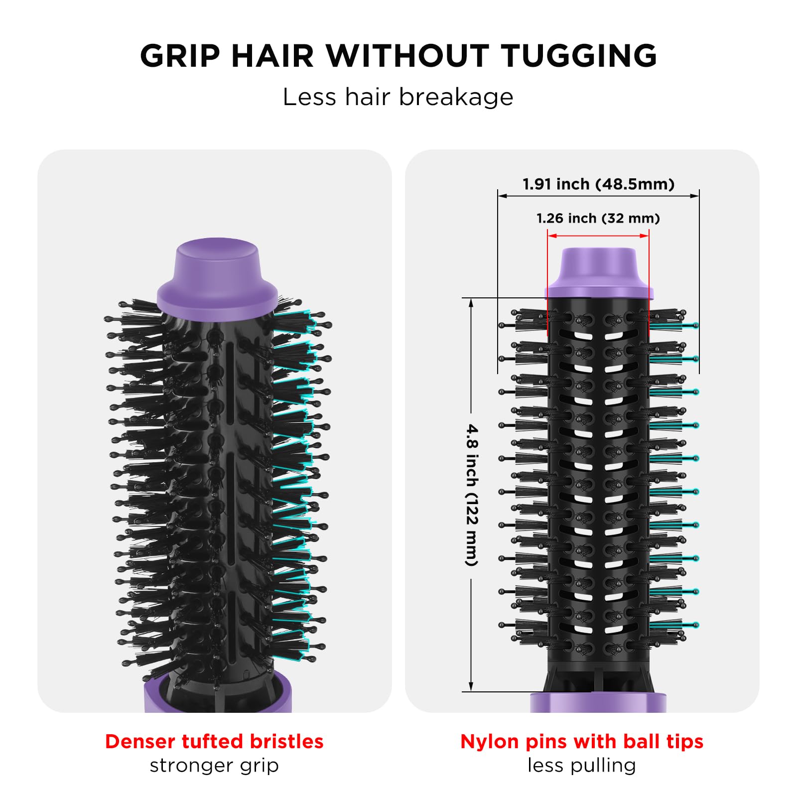 Aima Beauty Hot Air Brush 4-in-1 attachments for drying, curling, and straightening