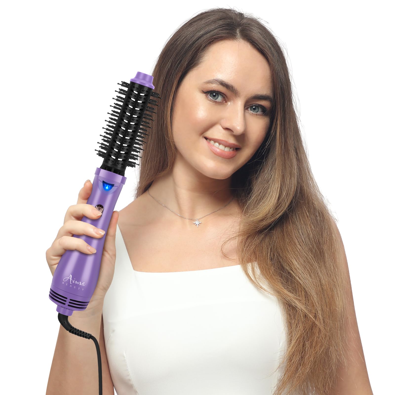 Aima Beauty Hot Air Brush purple color accents for stylish tool