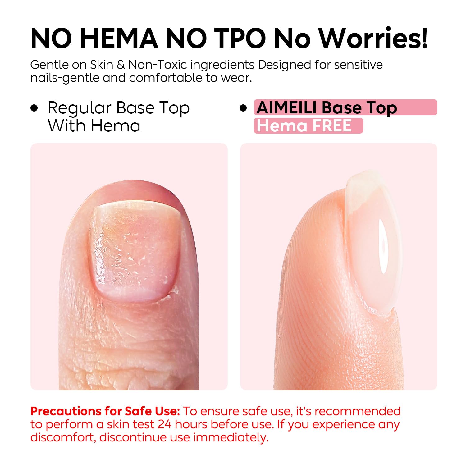 AIMEILI base y capa superior con fórmula libre de HEMA para mayor gentileza.