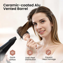 AIMIKE anti-static bristles reduce snagging during styling.