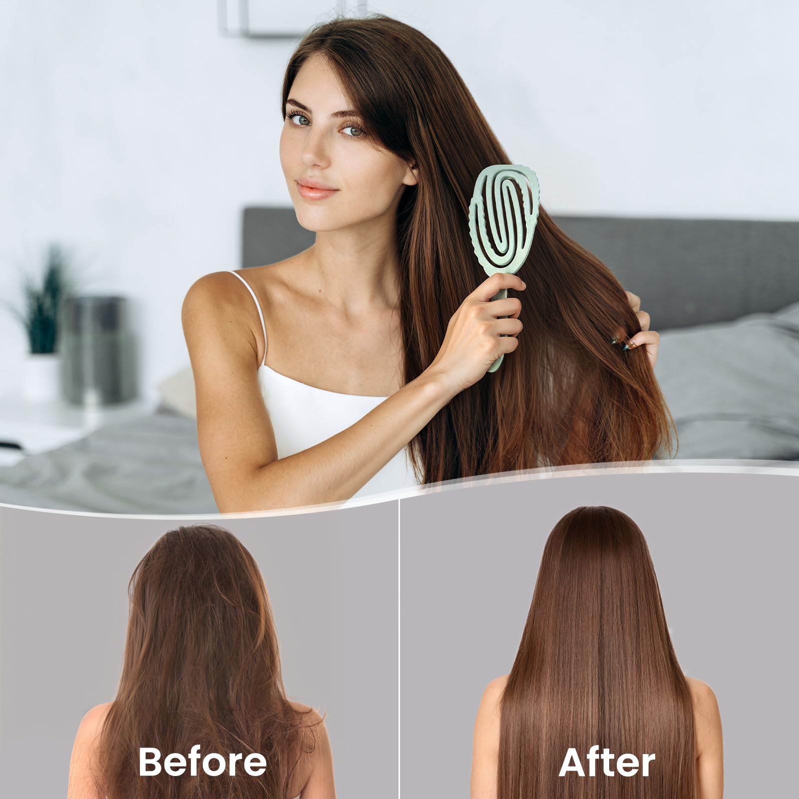 AIMIKE detangling on straight to wavy hair without snagging or breakage.