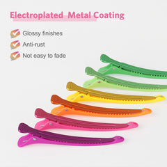 AIMIKE neon duck-bill clips hold hair in place for blow-drying.
