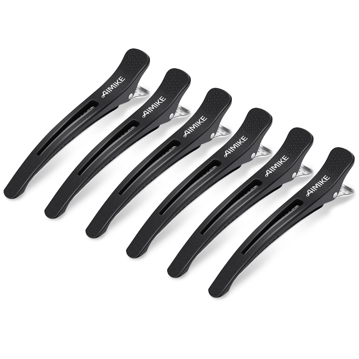 AIMIKE duck-billed hair clip with silicone band secures sections without creasing.
