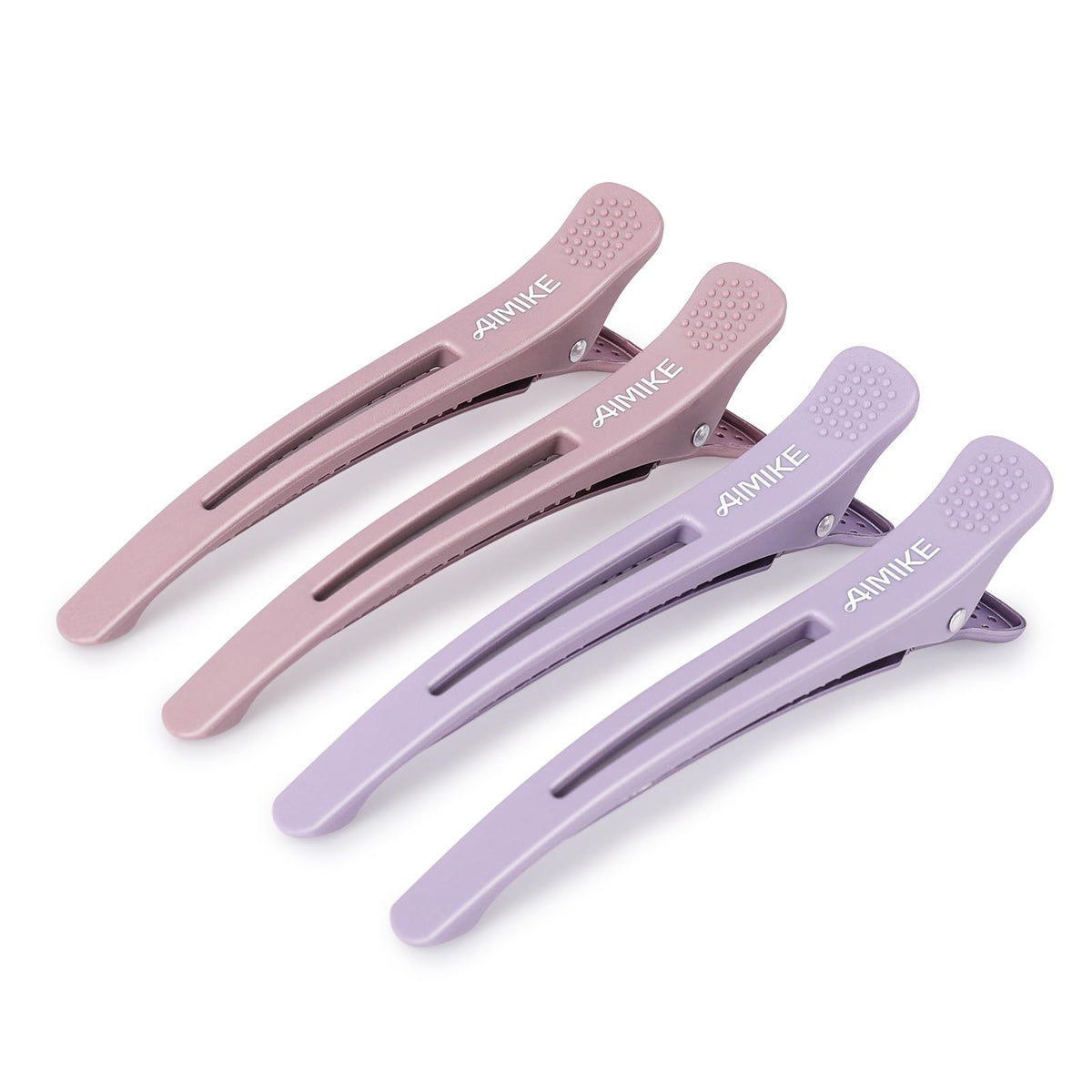 AIMIKE duck-billed hair clip with silicone band secures hair without creases during styling.