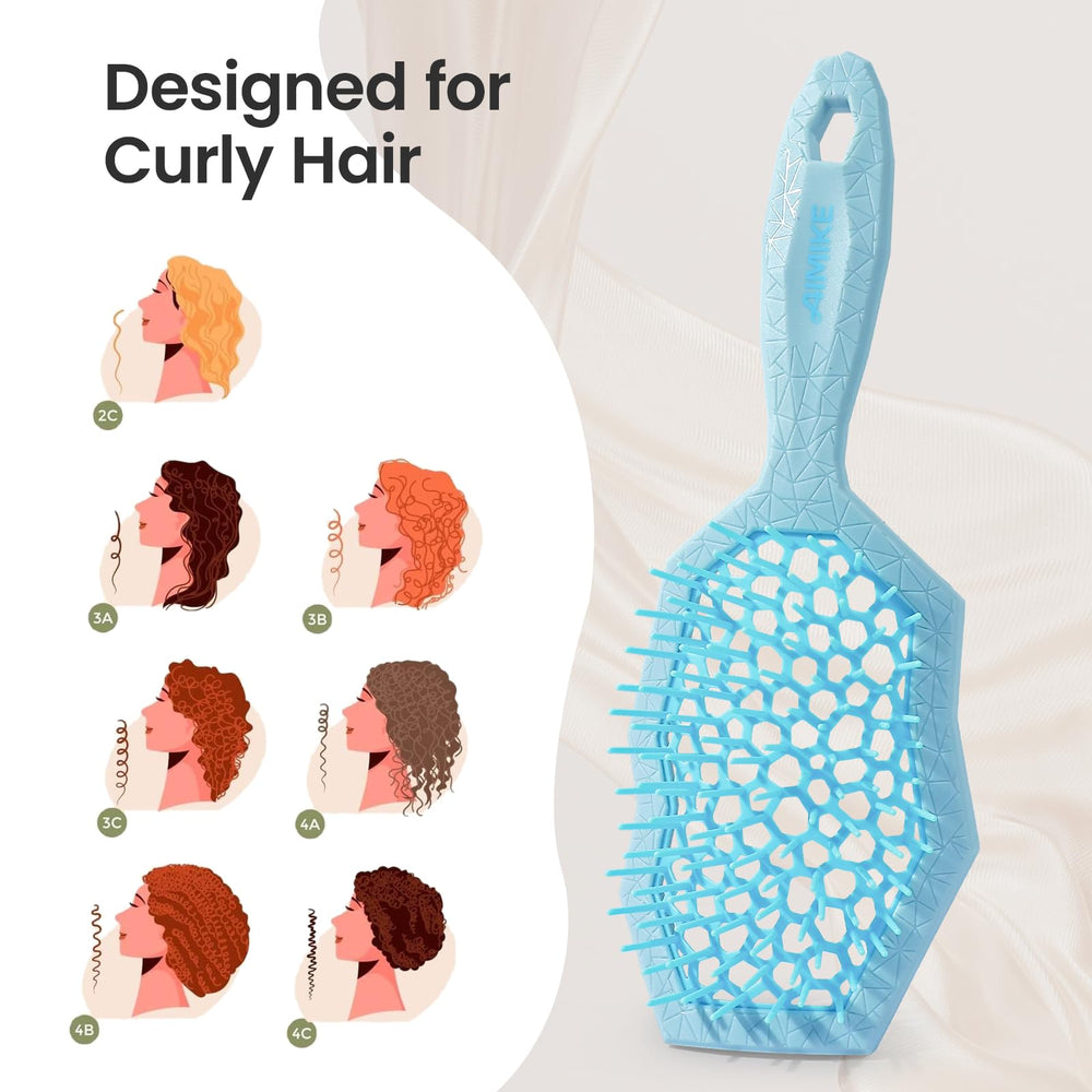 AIMIKE Glacier Detangling Brush easy-clean back plate keeps bristles hygienic.
