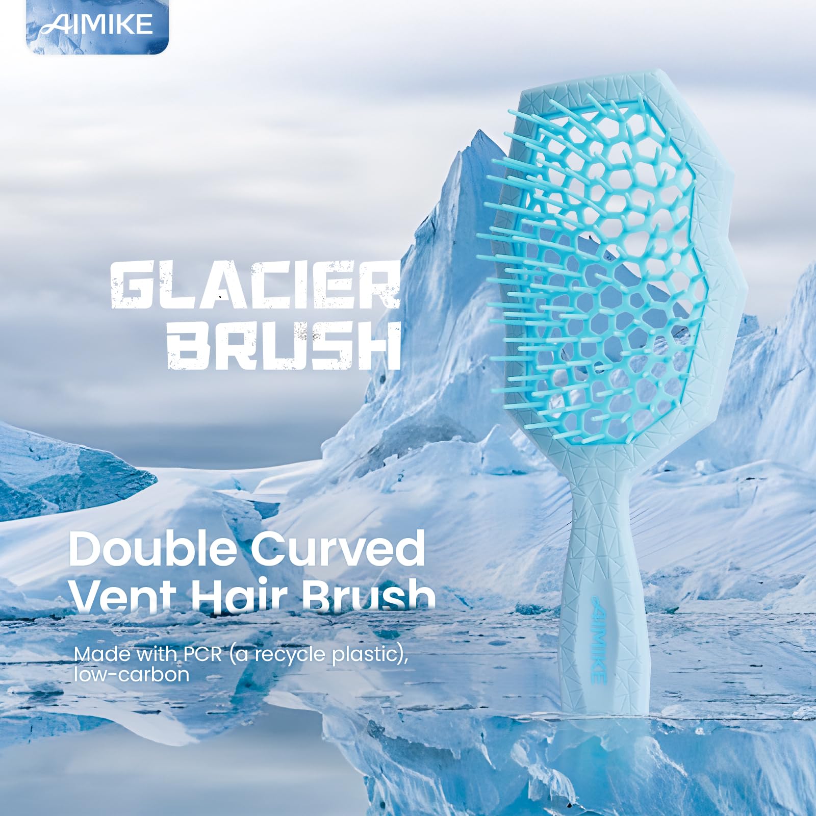 AIMIKE Glacier Detangling Brush ergonomic-handle provides comfortable grip during styling.