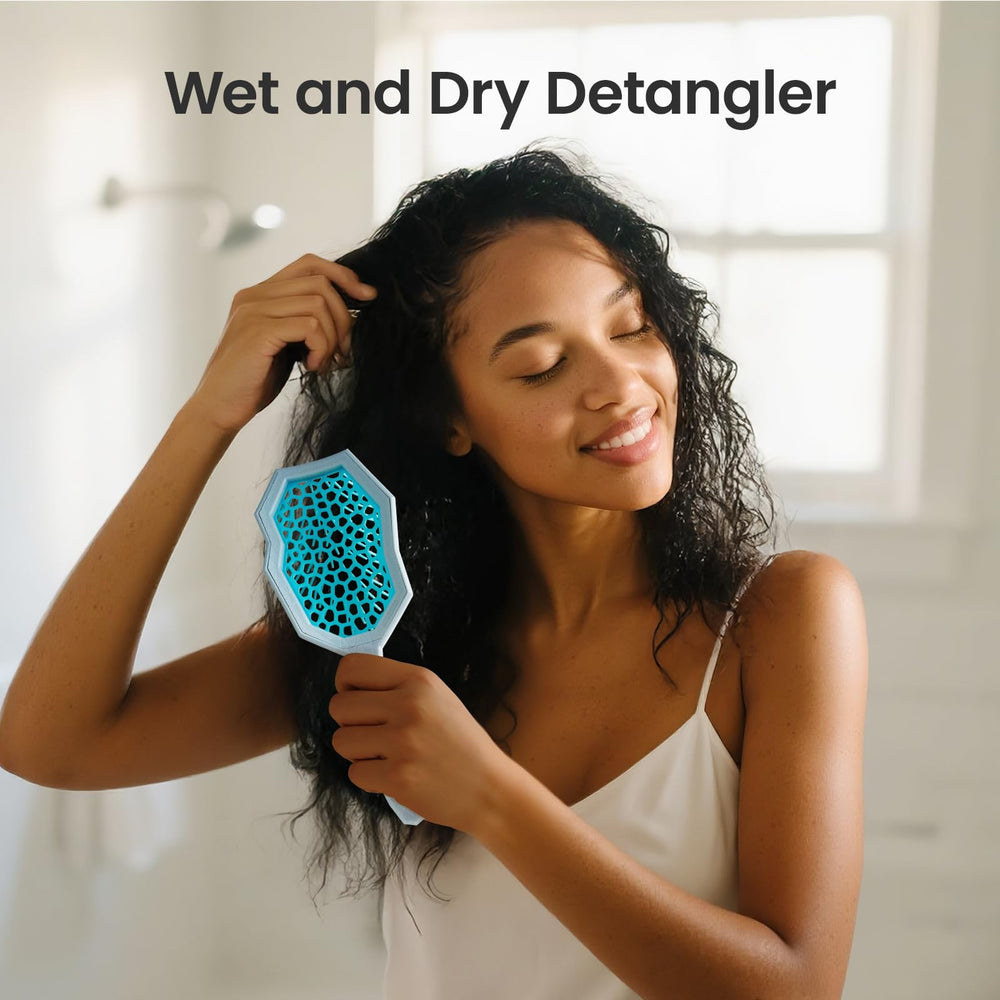 AIMIKE Glacier Detangling Brush wet-use design helps detangle after shower.
