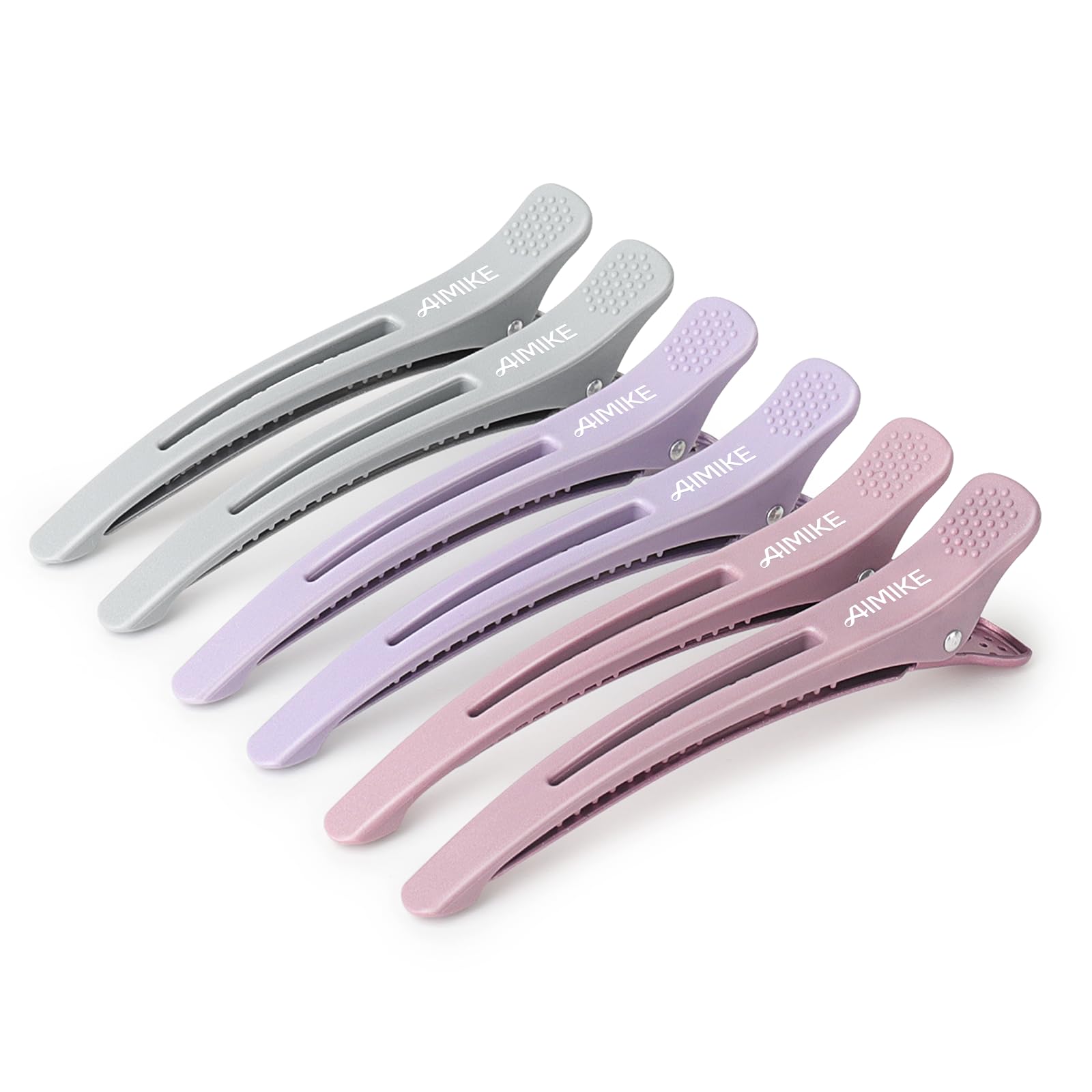 AIMIKE hair sectioning clips with silicone band for crease-free styling and secure hold.