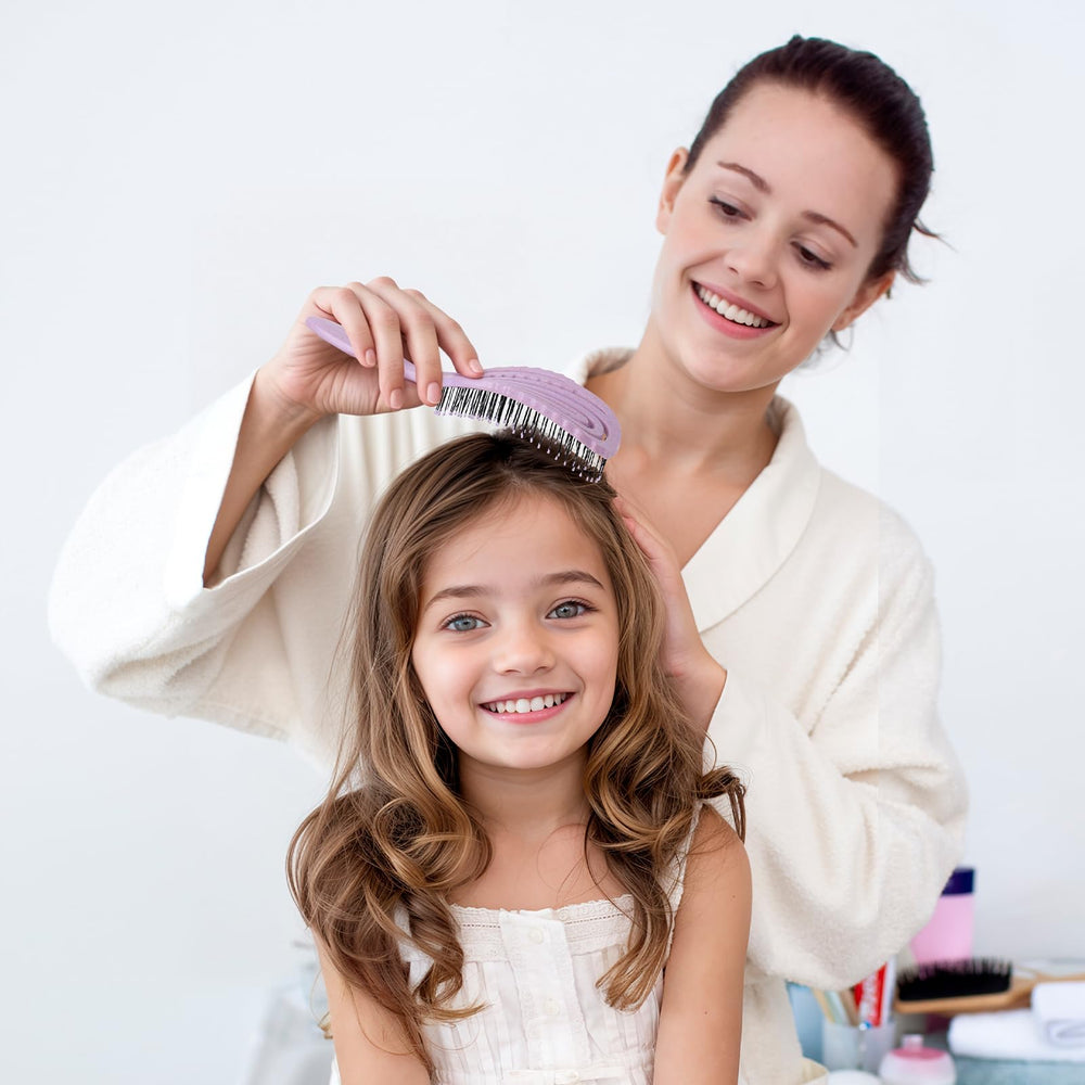 AIMIKE Hemp-Relax Detangler Brush used on wet hair for even conditioner distribution.