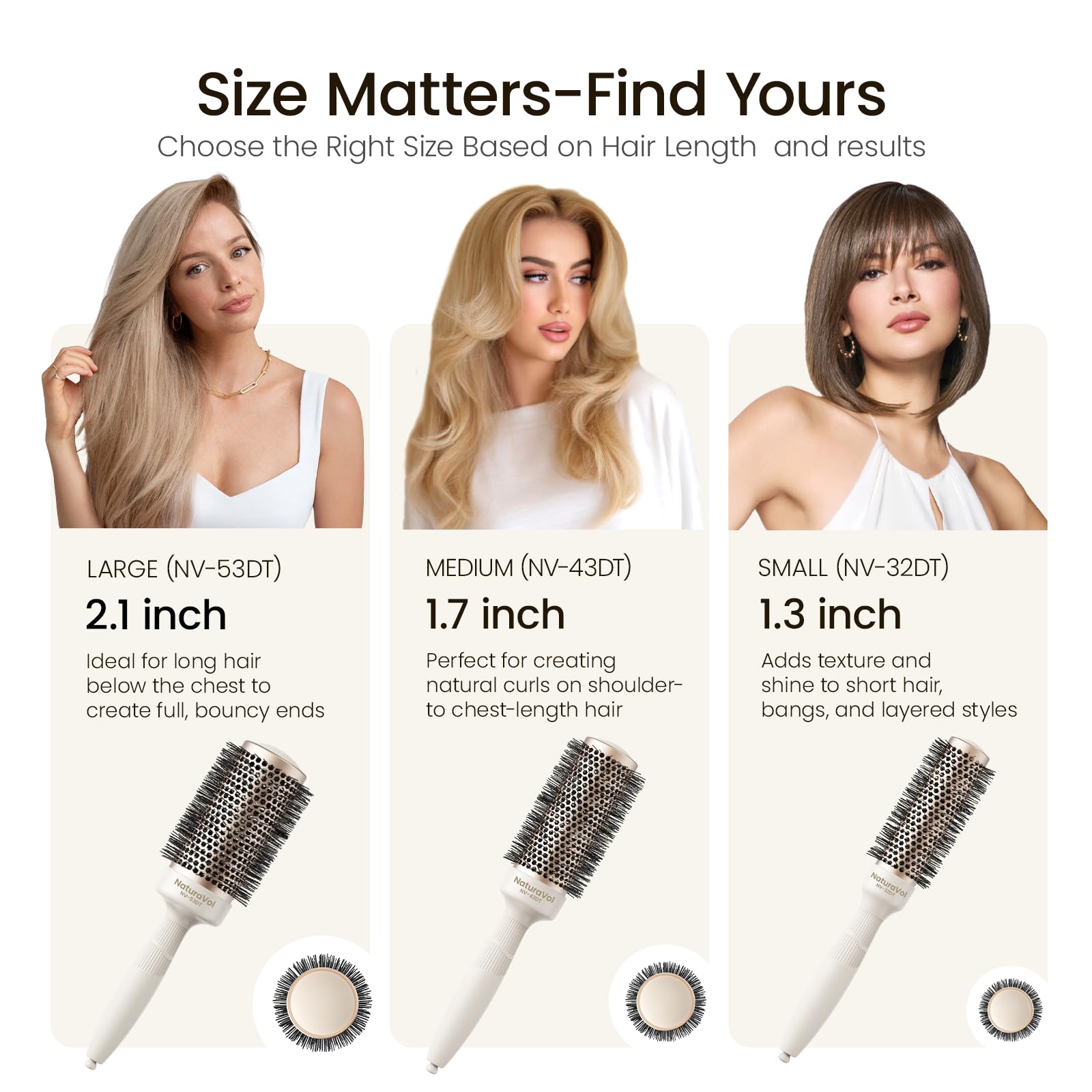 AIMIKE NaturaVol round brush showcasing nano ion tech for reduced static and shine