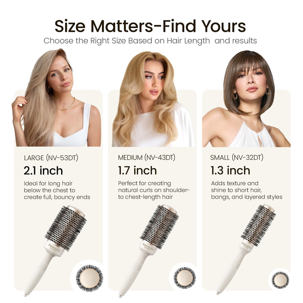 AIMIKE NaturaVol round brush showcasing nano ion tech for reduced static and shine