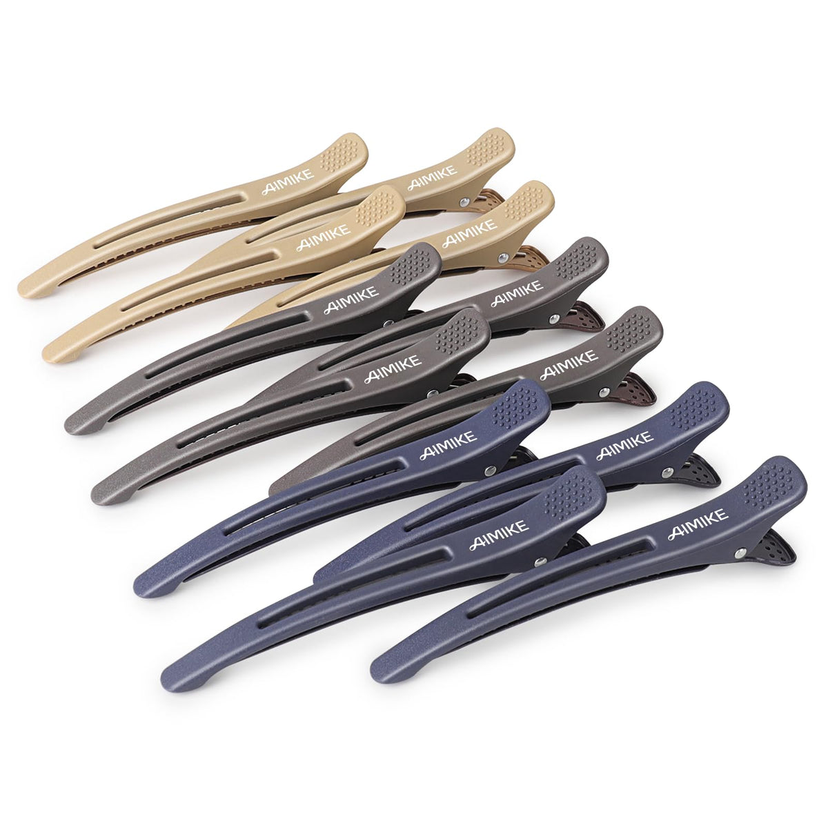 AIMIKE pinzas de boca de pato, vista frontal; sujetan el cabello con precisión para peinados duraderos.