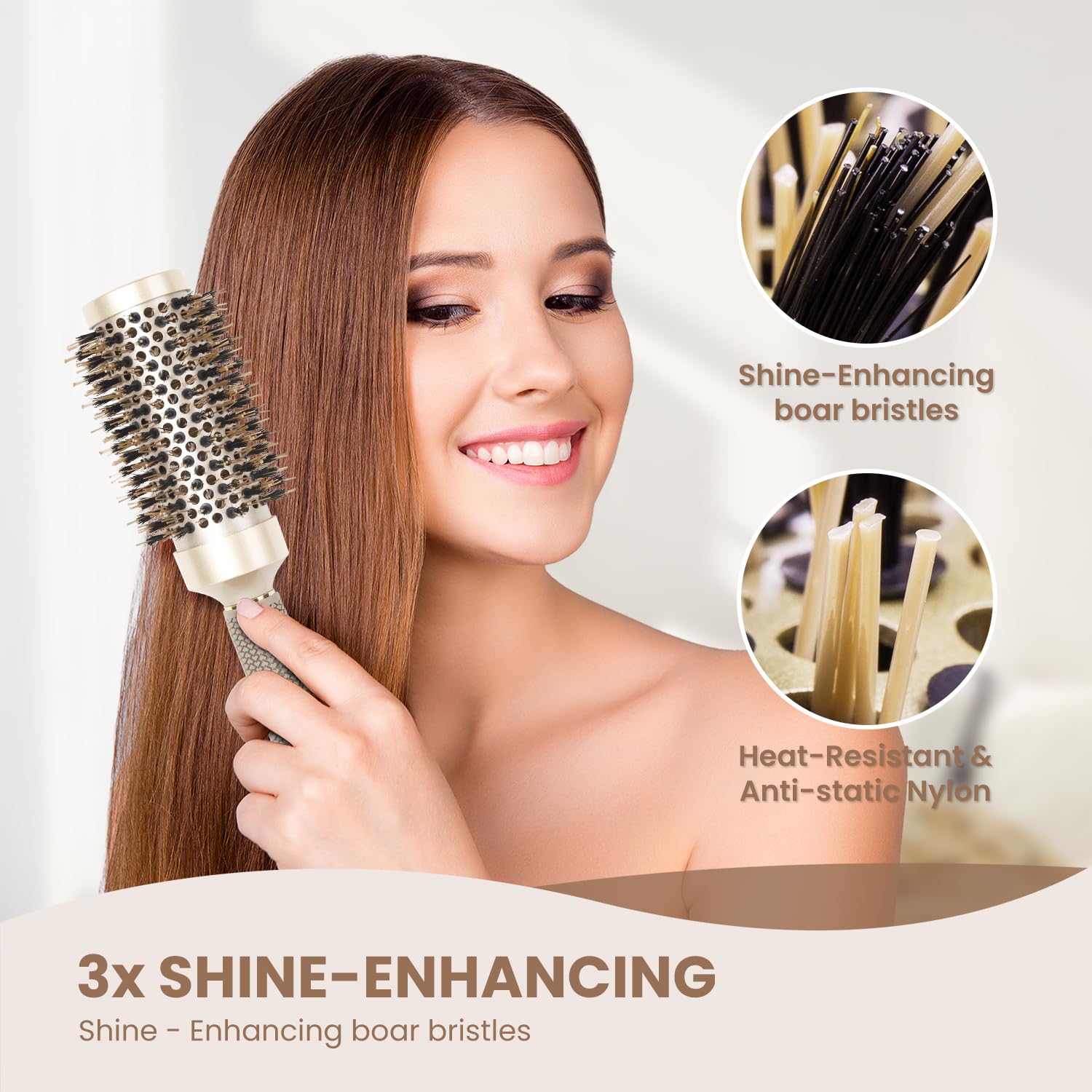 AIMIKE 2.9 inch barrel round brush delivers fast drying and voluminous shine