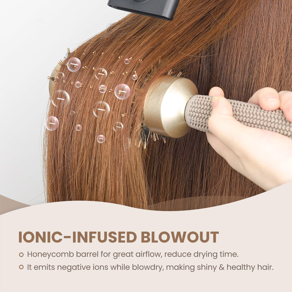 AIMIKE ergonomic-handle round brush reduces hand fatigue during styling