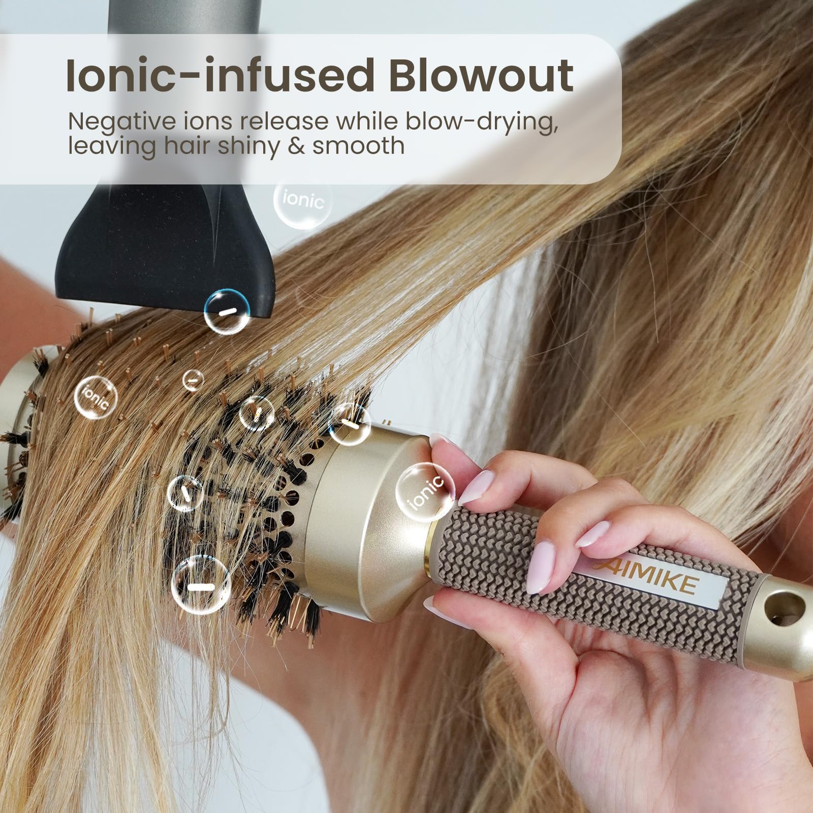 AIMIKE Round Hair Brush ideal for long hair blowouts and volume