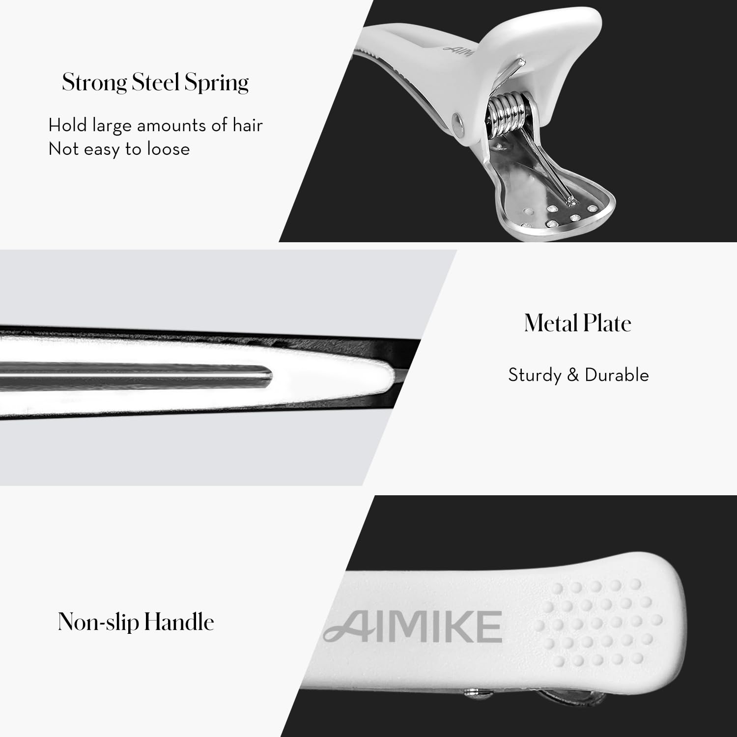AIMIKE rust-resistant metal-base clip with spring for durable hold