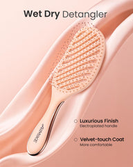 AIMIKE wet/dry detangler with vented back prevents water buildup while detangling.
