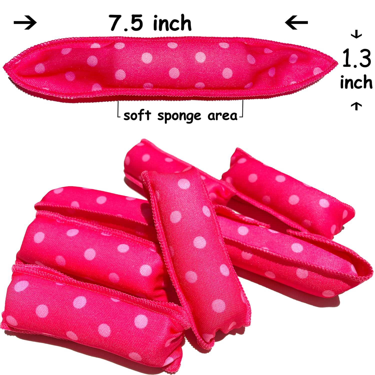 Aimin Hair pink curlers wrapped in hair, showing versatile wave directions.