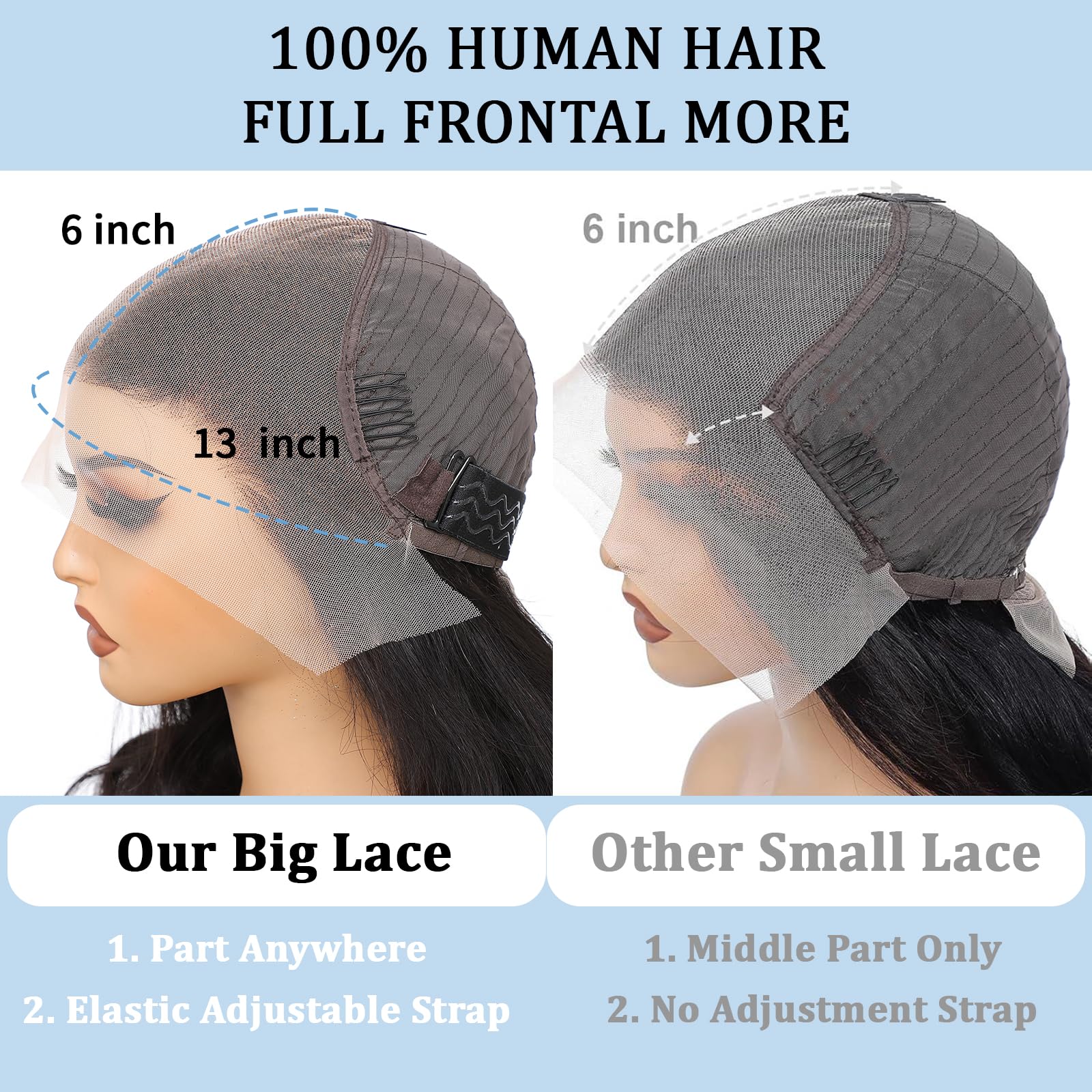 Aimqueen glueless 200 density wig with adjustable strap for secure wear.