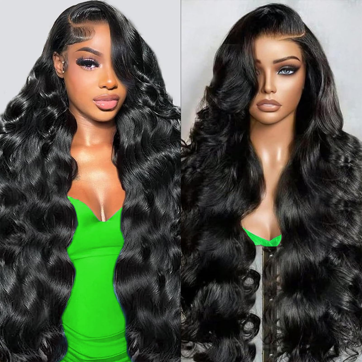 Aimqueen lace front wig 30in body wave shows natural movement.