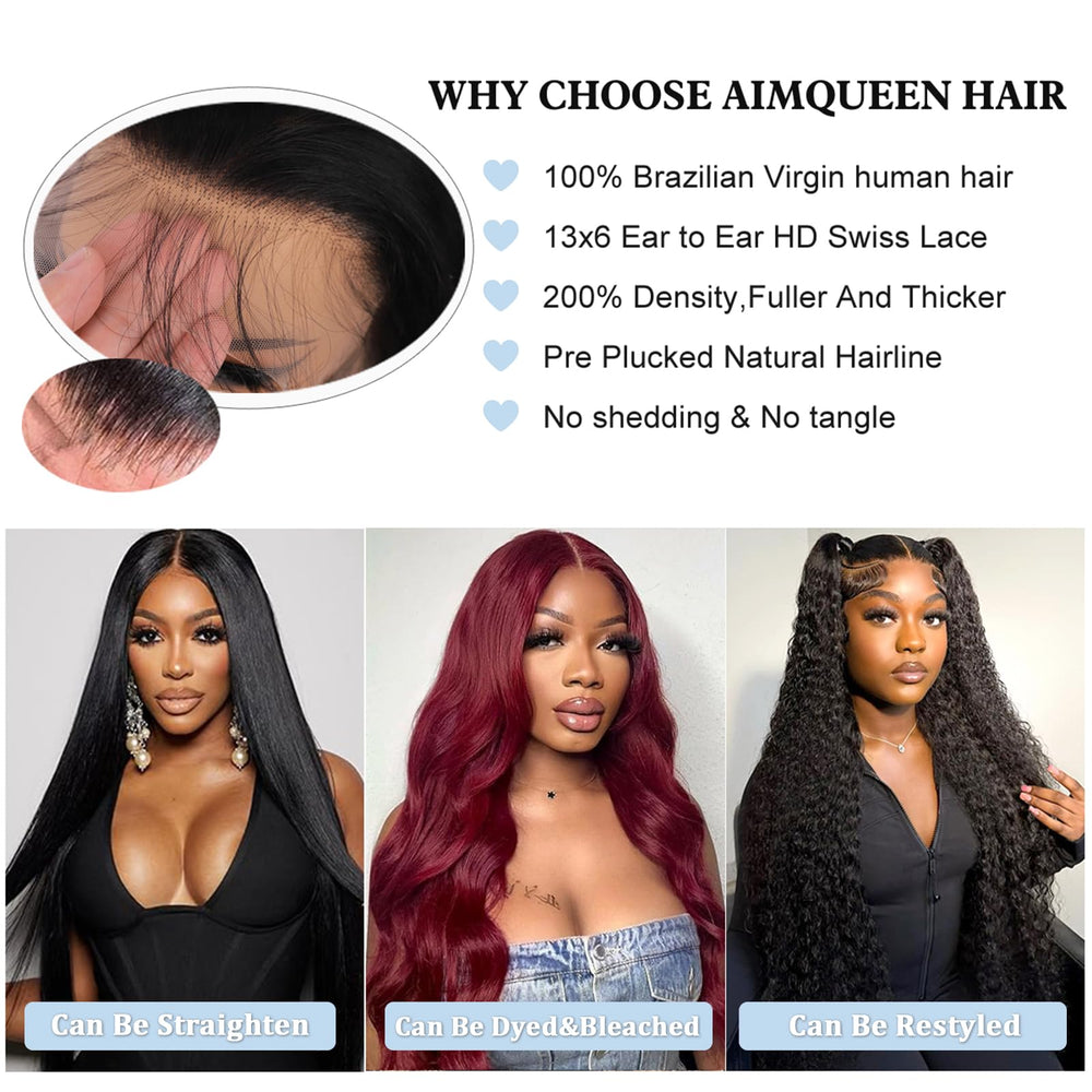 Aimqueen pre-plucked natural hairline with baby hairs for realism.