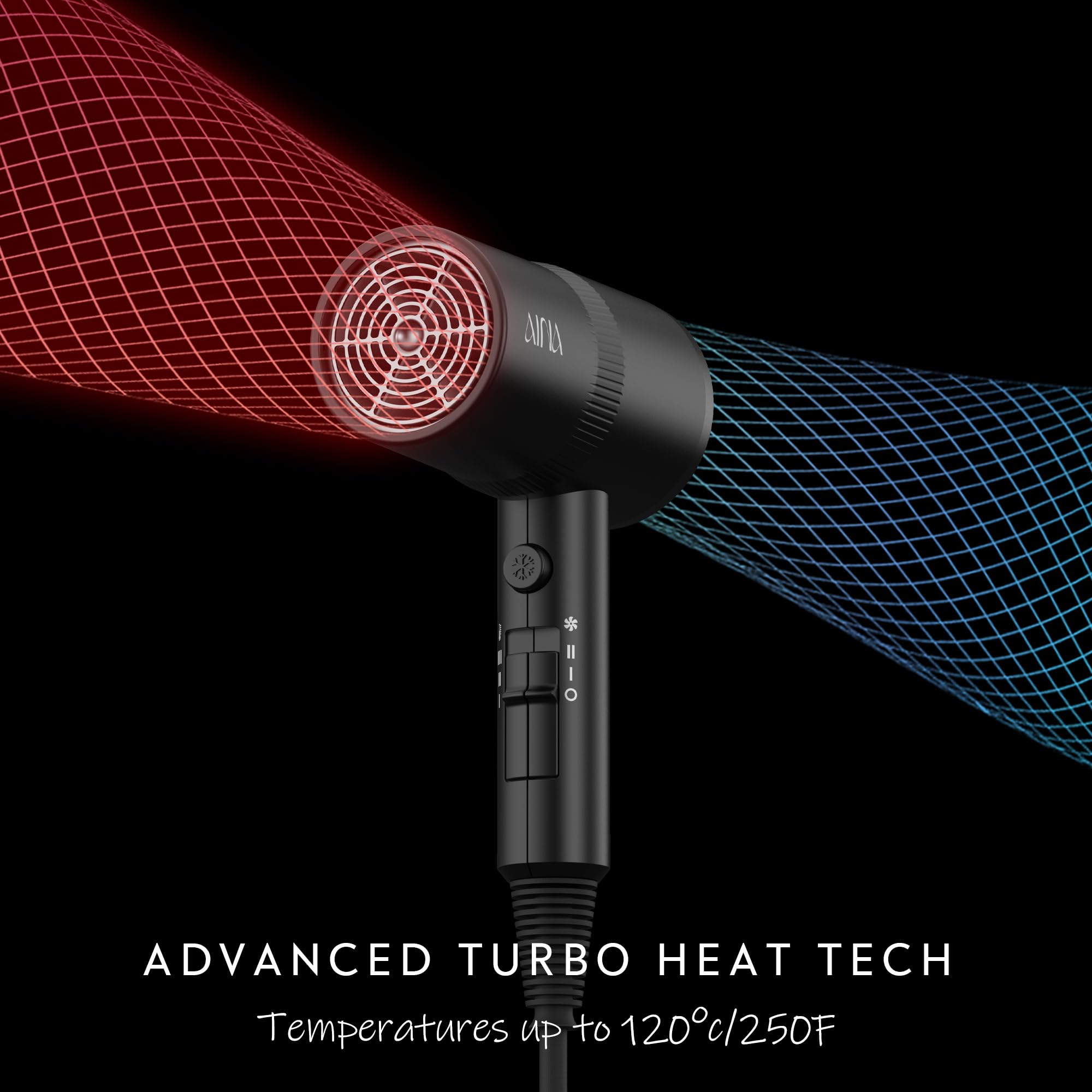 AINA 110V edition with two heat and two speed settings for precise styling.