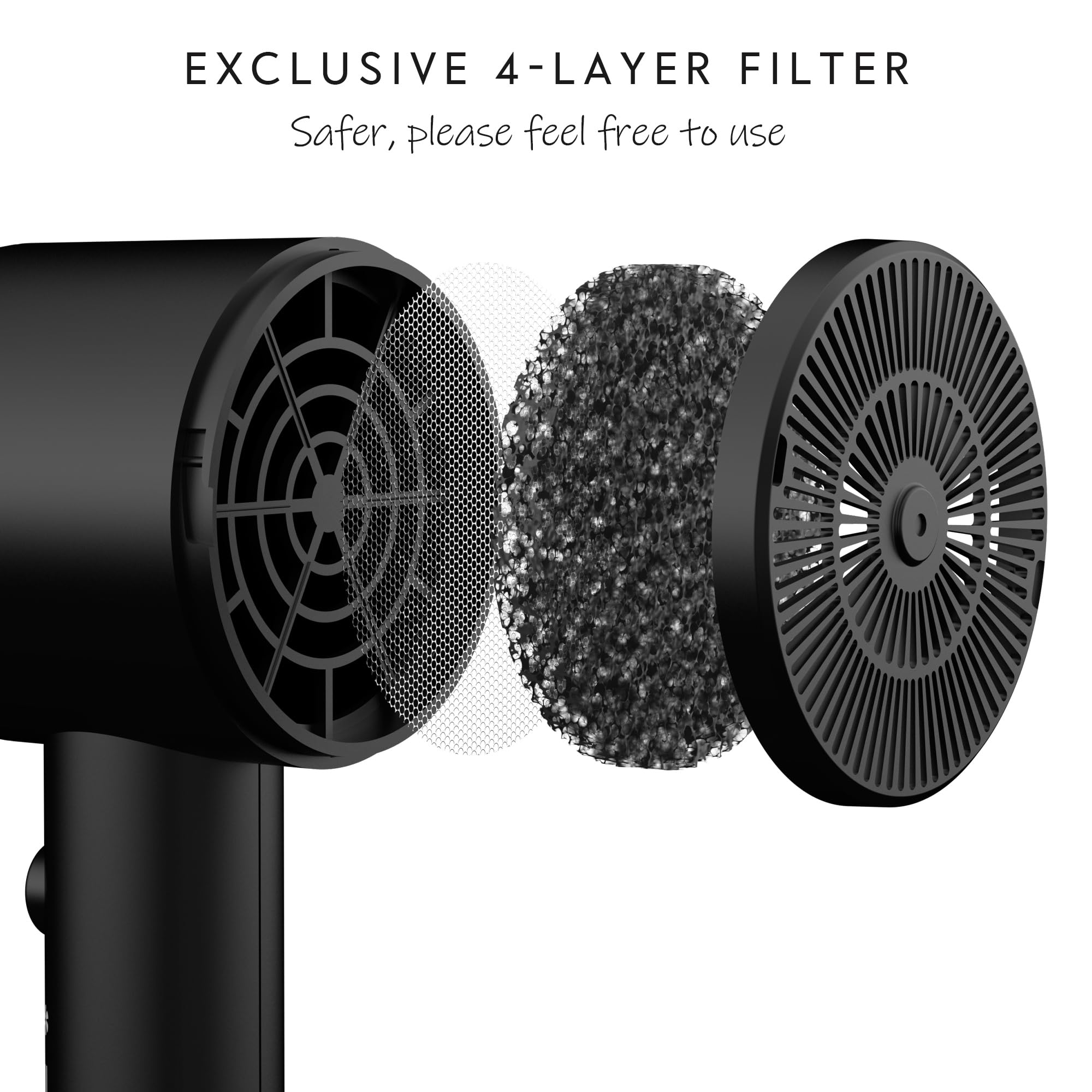 AINA ceramic-coated dryer delivering even heat for smoother results.
