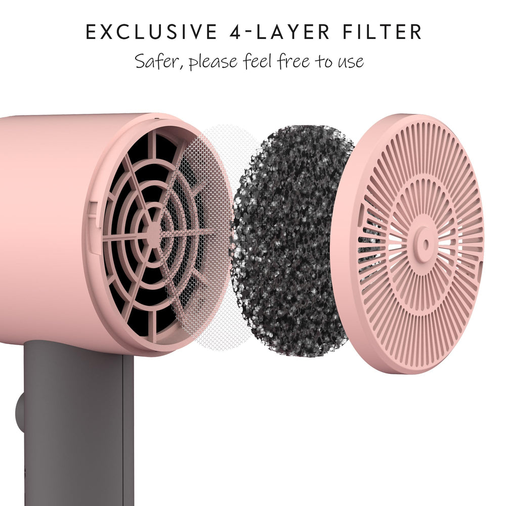 Aina Hair Dryer with ceramic coating for even heat and less frizz.