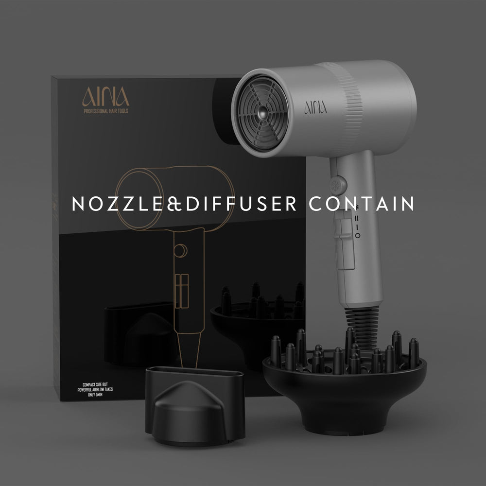 AINA hair dryer four layer airflow filter protects hair during drying