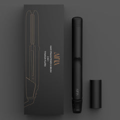 AINA Hair Straightener Comb dual voltage icons for worldwide styling.