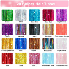 Ainani 48 inch hair tinsel extensions offer bold color accents for quick glam.