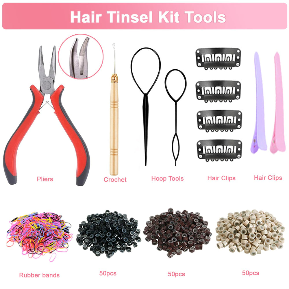 Ainani crochet hook and pliers help you apply tinsel with ease.