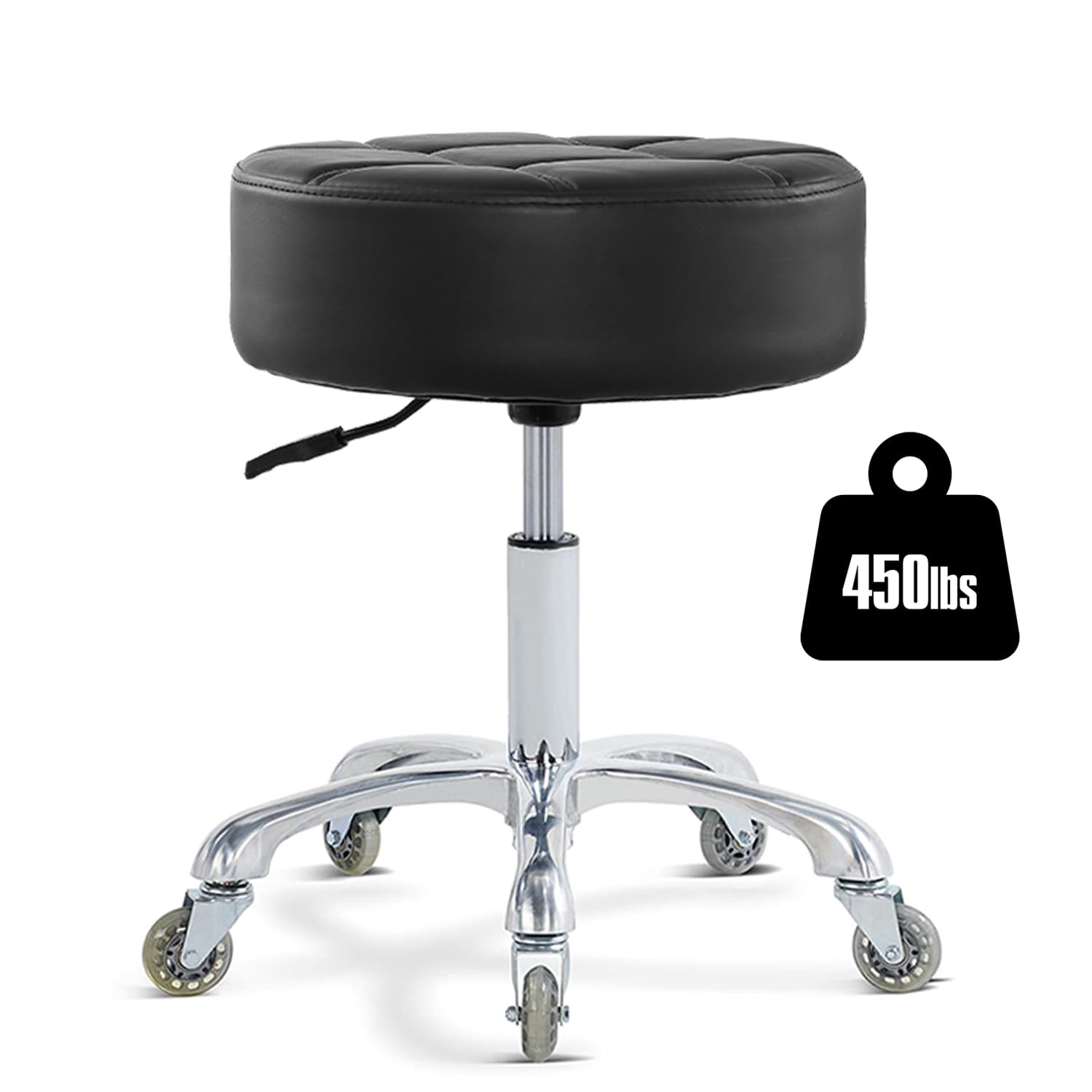 Ainilaily rolling stool with thick cushion provides long-lasting comfort during extended sessions.