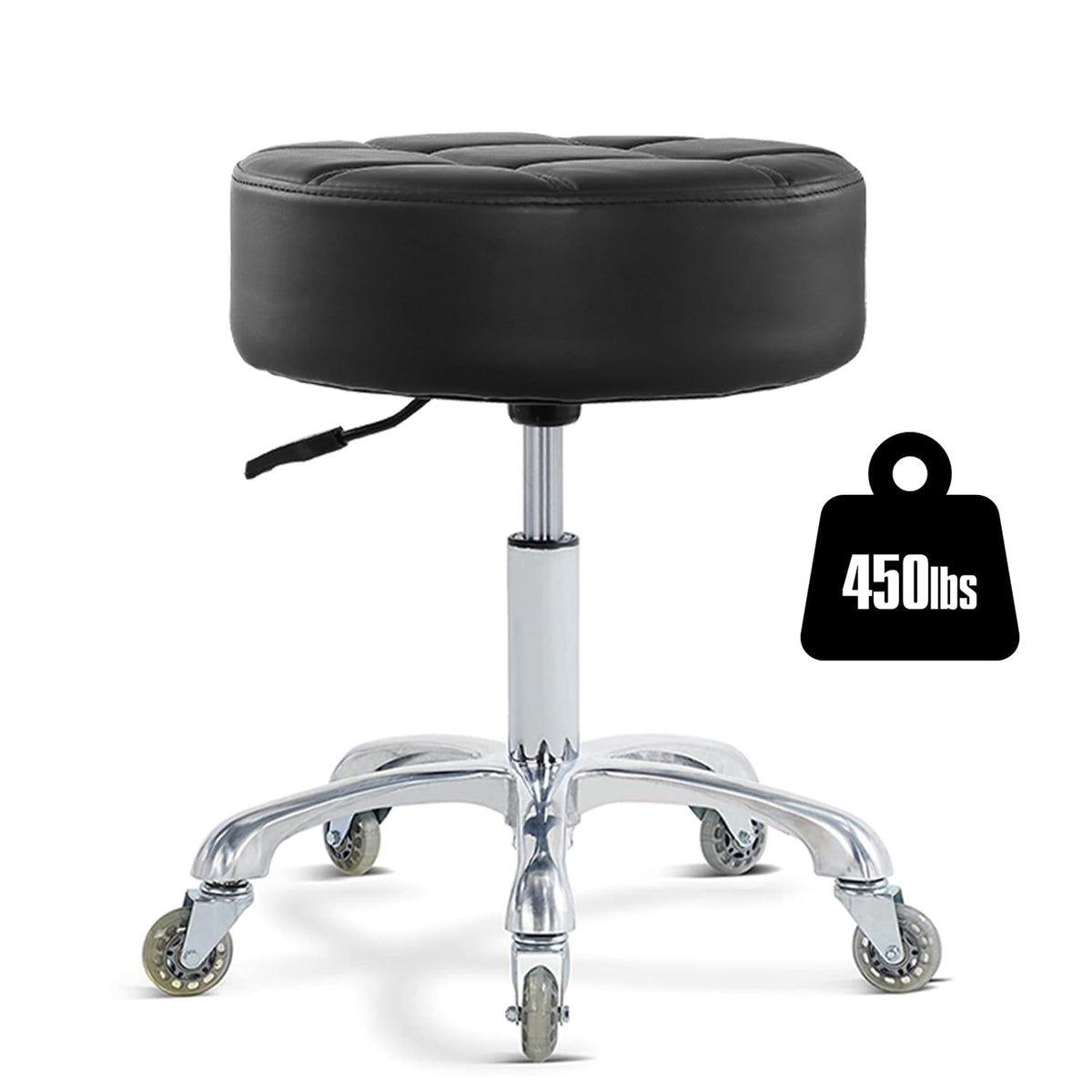 Ainilaily rolling stool with thick cushion provides long-lasting comfort during extended sessions.