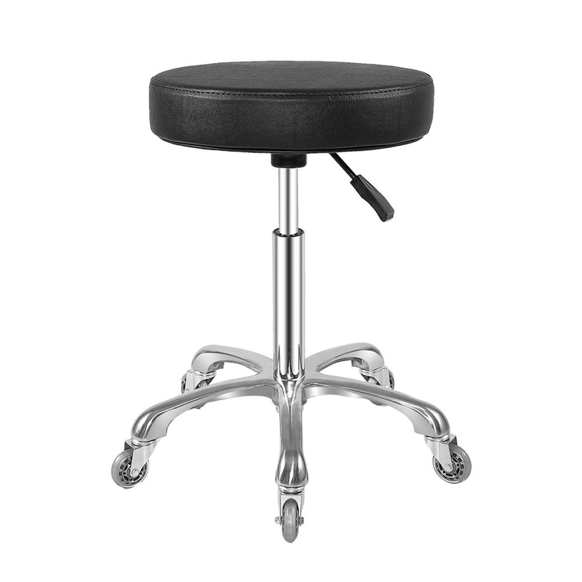 Ainilaily rolling stool with leather seat gliding smoothly on hard floors
