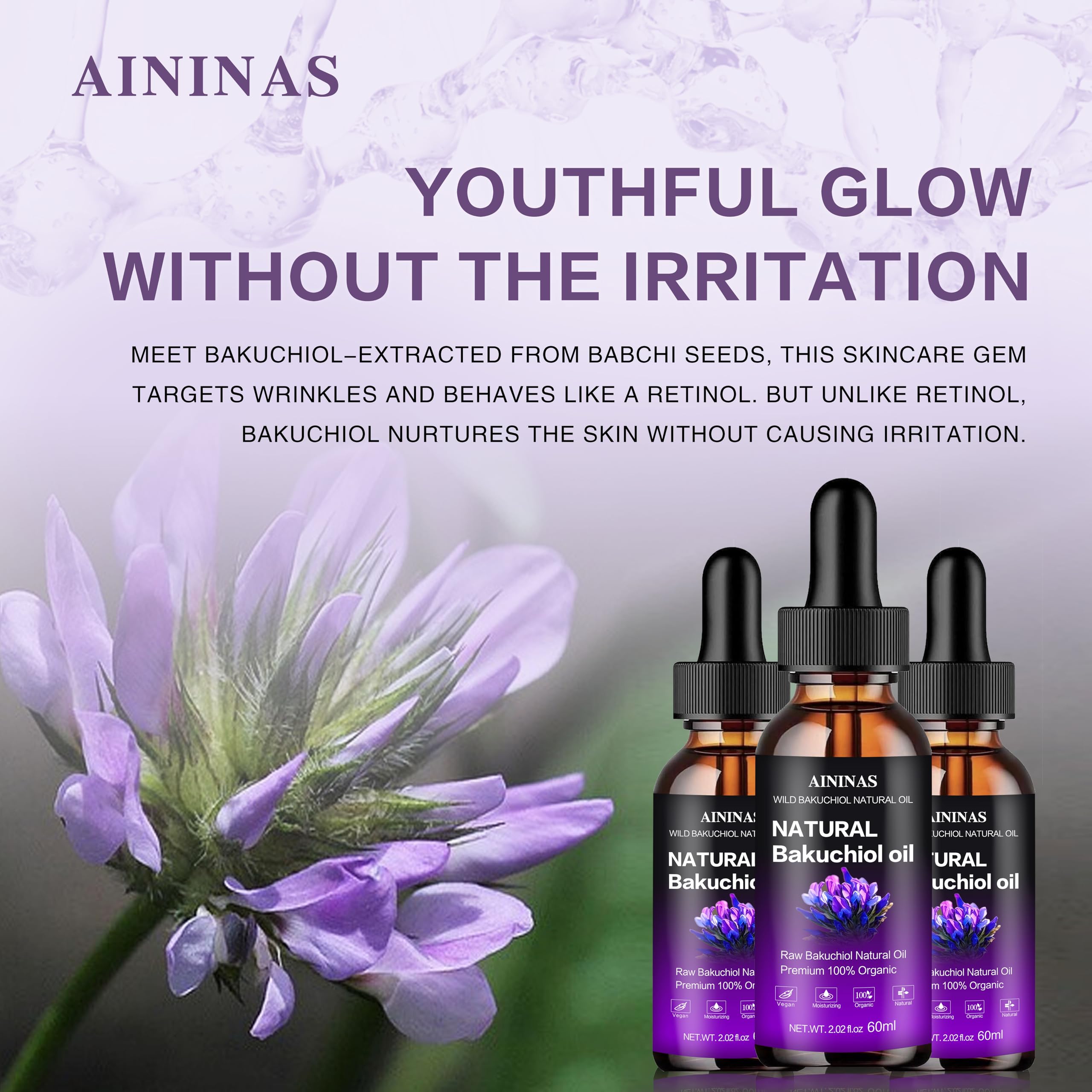 AIninas bakuchiol aceite con textura ligera que refresca al instante