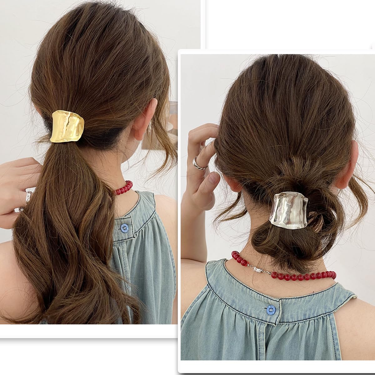Ainvhh pinza pelo diseño frances plata ideal para uso diario y fiestas.